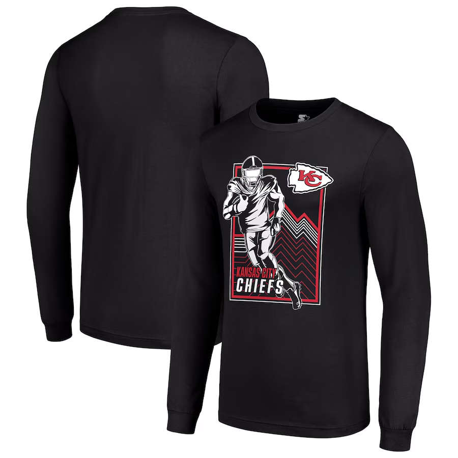 Men Kansas City Chiefs black 2024 NFL Long sleeve T Shirts->nfl t-shirts->Sports Accessory
